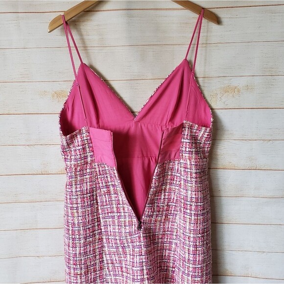 House of Harlow 1960 Tweed Mini Dress Strappy Candy Pink White Women's Large - Picture 9 of 12